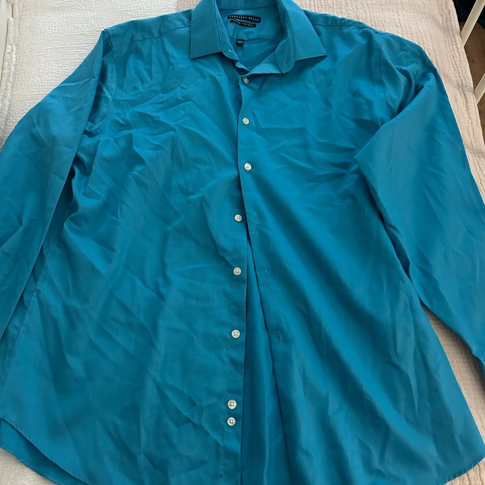 Geoffrey Beene Blue Casual Button Down Shirt